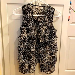 Ruffle Black and White sheer shirt